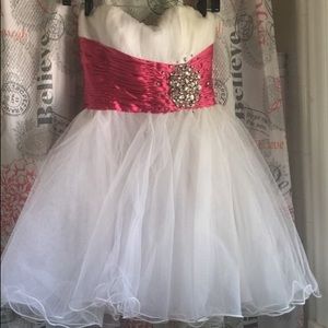 White/pink formal/prom dress
